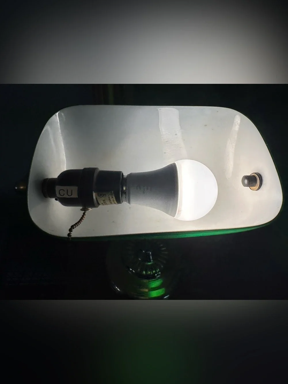 Vintage Green Glass and Brass Banker's Desk Lamp